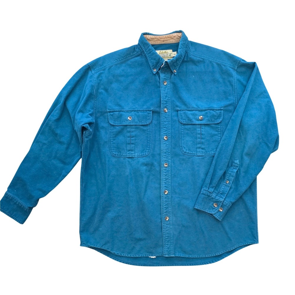 Vintage Gorpcore Teal Blue Chamois Shirt Workwear By Cabelas Size L